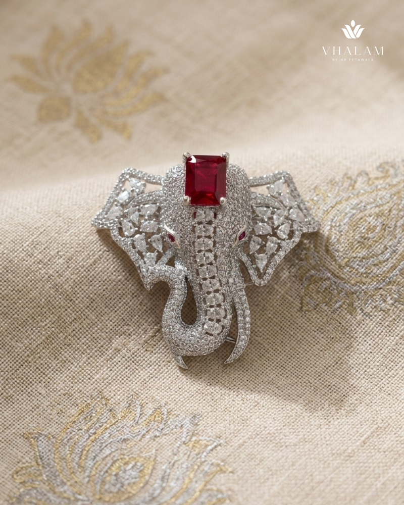 Gajratna Ruby Suit Brooch (15gm)