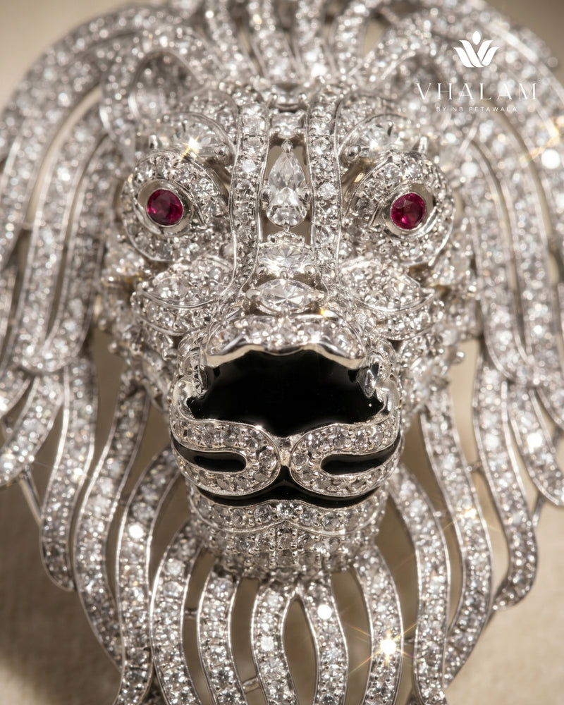 Silver Lion Brooch