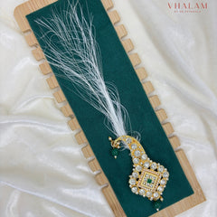 Classic Crystal Green Polki Turban Brooch