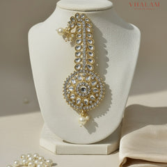 Regal Round White Kundan Turban Brooch