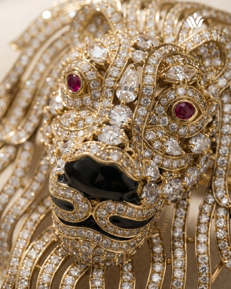 Gold Lion Brooch