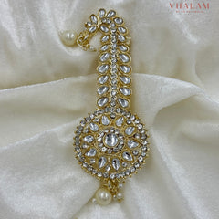 Regal Round White Kundan Turban Brooch