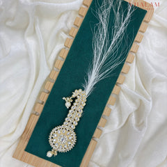 Regal Round White Kundan Turban Brooch