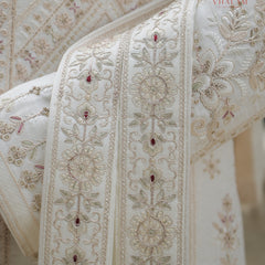 Ivory Embroidered Groom Dupatta with Red and Gold Detailing