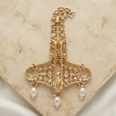 White Kundan Kalangi with Pearl Drop