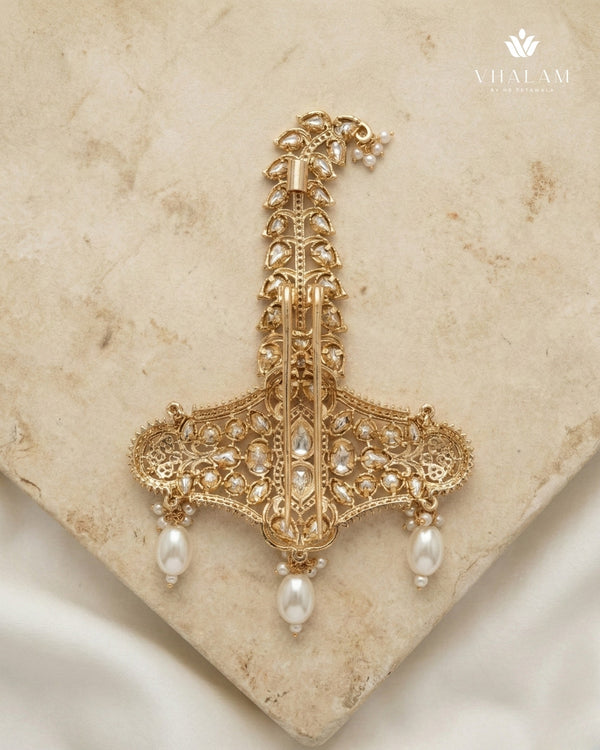 White Kundan Kalangi with Pearl Drop