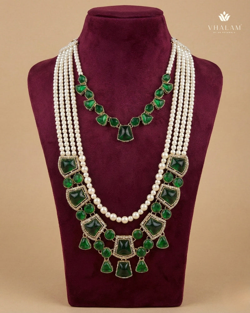 Grand Green Maharaja Emerald Bib Mala