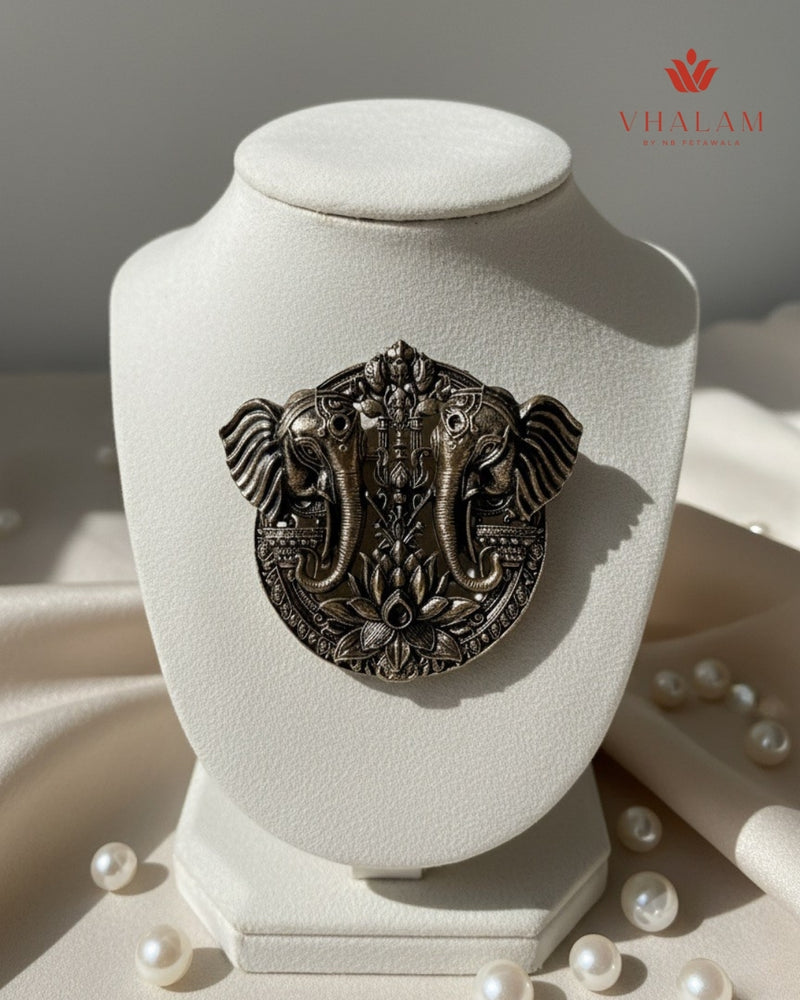 Heritage Dual Elephant Suit Brooch with Buttons