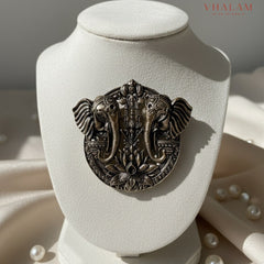 Heritage Dual Elephant Suit Brooch with Buttons