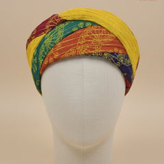 Traditional Tri-Color Gold Foil Printed Rajasthani Pagdi