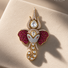 Gajmukhi Ruby Stones Suit Brooch