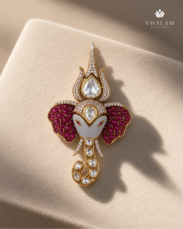 Gajmukhi Ruby Stones Suit Brooch