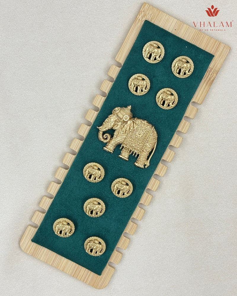 Imperial Royal Elephant Gold Button & Brooch Set