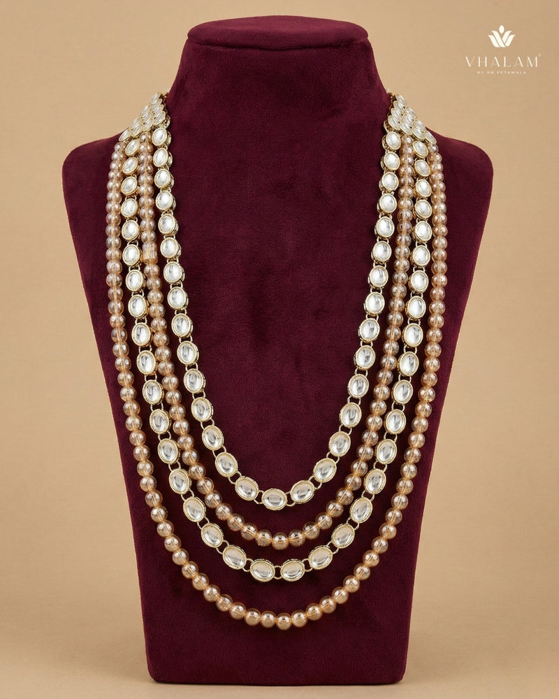 Dulha Champagne Gold & Kundan Layered Mala