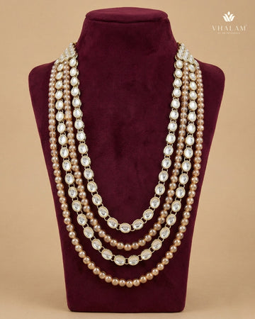 Dulha Champagne Gold & Kundan Layered Mala