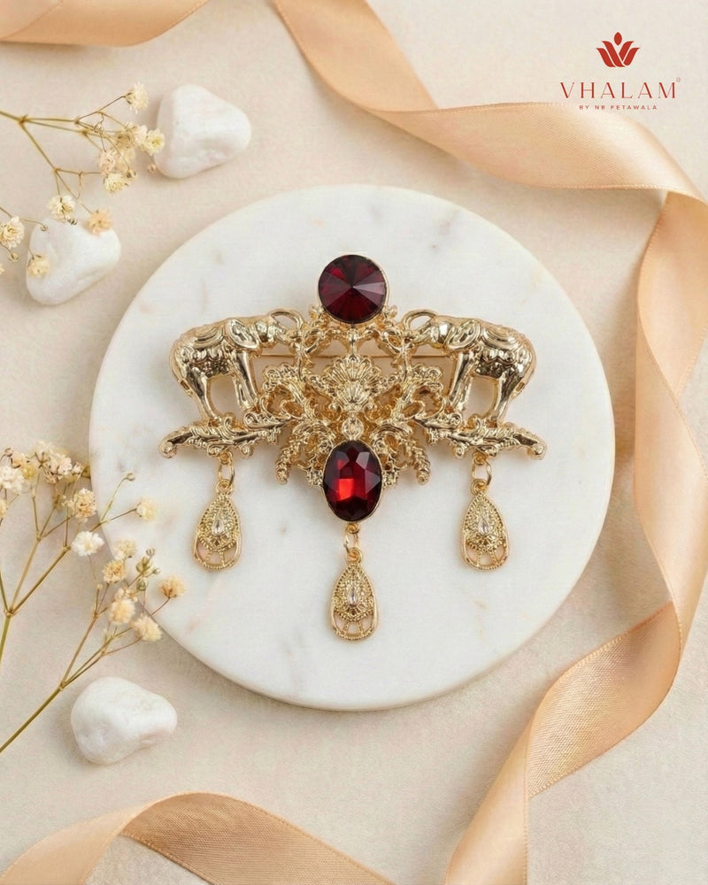 Shahi Gaja Ruby Heritage Brooch