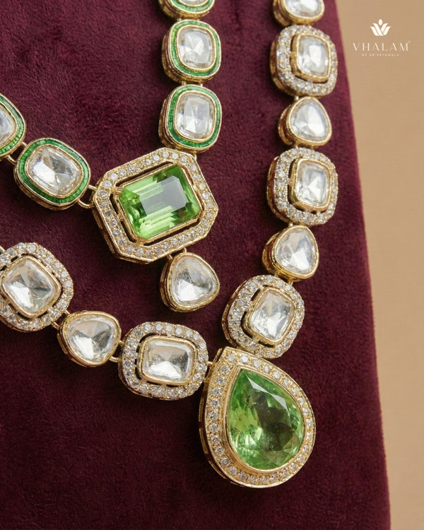 Emerald Heritage Polished Gold Double-Layer Mala