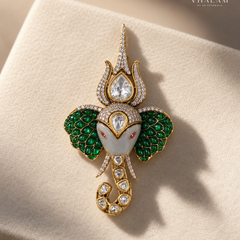 Gajmukhi Green Stones Suit Brooch
