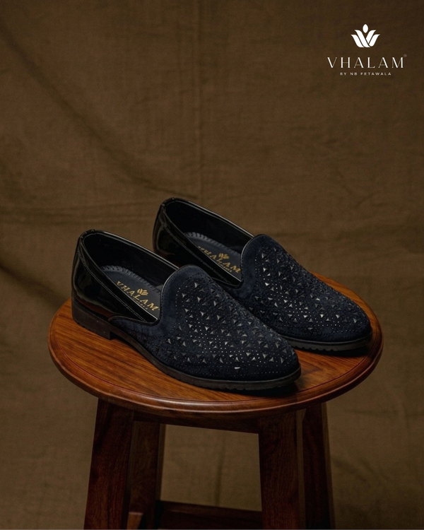 Black Studded Swan - Black Studded Loafers