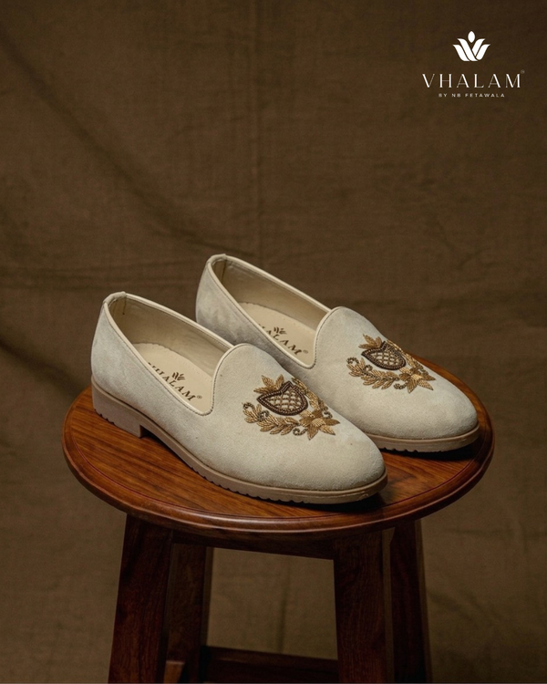 Cream Canary - Cream Hand Embroidered Loafers