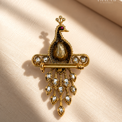 Mayura Pearl Crystal Stone Suit Brooch