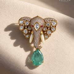Airavat Pastel Green Stone Suit Brooch