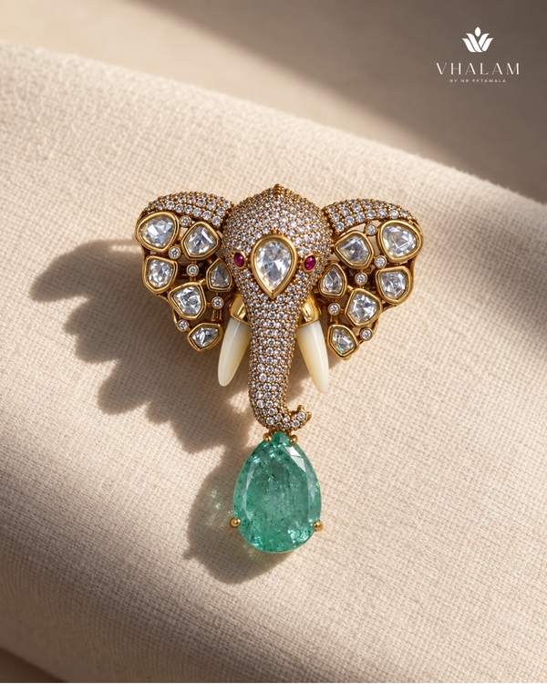 Airavat Pastel Green Stone Suit Brooch
