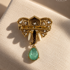 Airavat Pastel Green Stone Suit Brooch