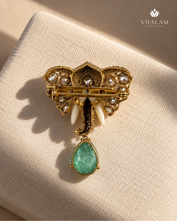Airavat Pastel Green Stone Suit Brooch