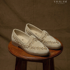 Golden Bird - Hand-Embroidered Velvet Loafers