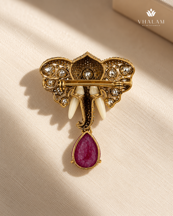 Airavat Ruby Stone Suit Brooch