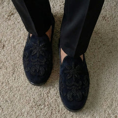 Black Swan - Black Hand Embroidered Loafer