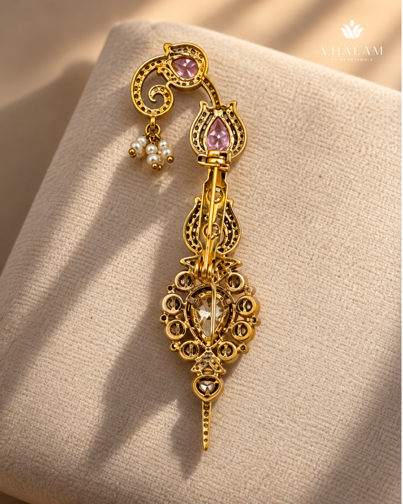 Zarqa Pink Stone Suit Brooch