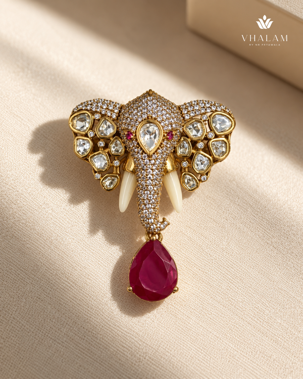 Airavat Ruby Stone Suit Brooch