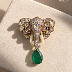 Airavat Green Stone Suit Brooch