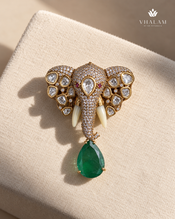 Airavat Green Stone Suit Brooch