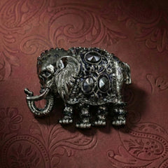 Imperial Standing Gajraj Dark Crystal Brooch