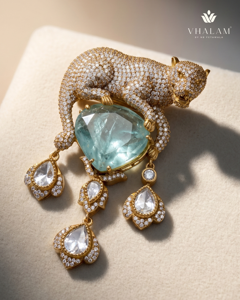 Regal Panther Gemstone Suit Brooch