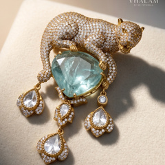 Regal Panther Gemstone Suit Brooch