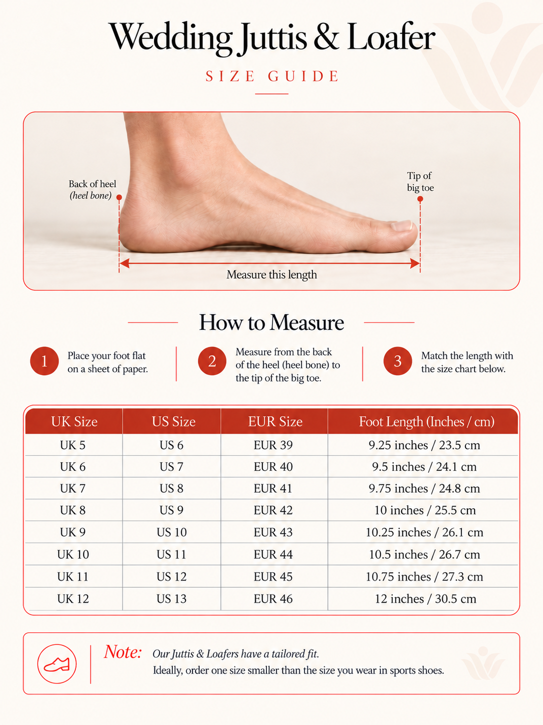 Jutti & Loafer size guide