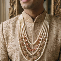 Blush Pink Pendant & Ivory Bead Dulha Mala, view 1