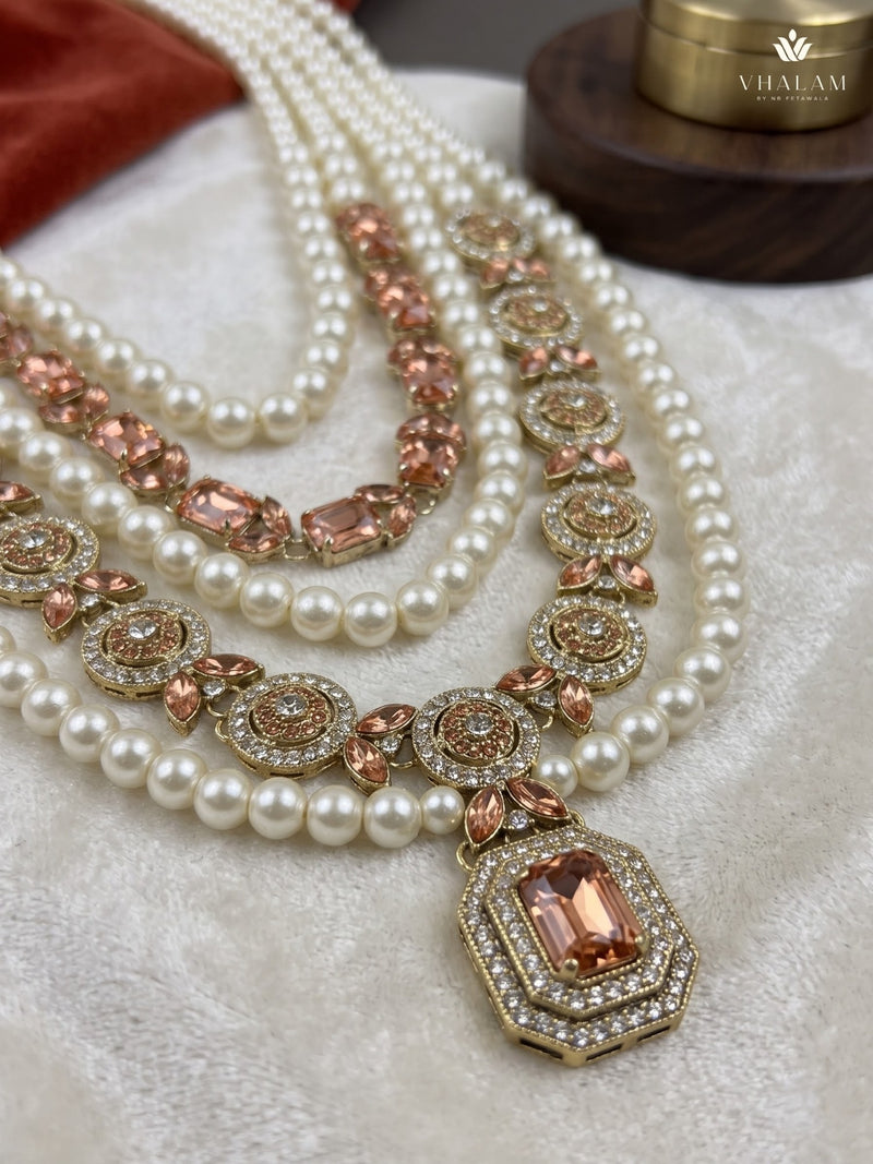 Blush Pink Pendant & Ivory Bead Dulha Mala, view 3