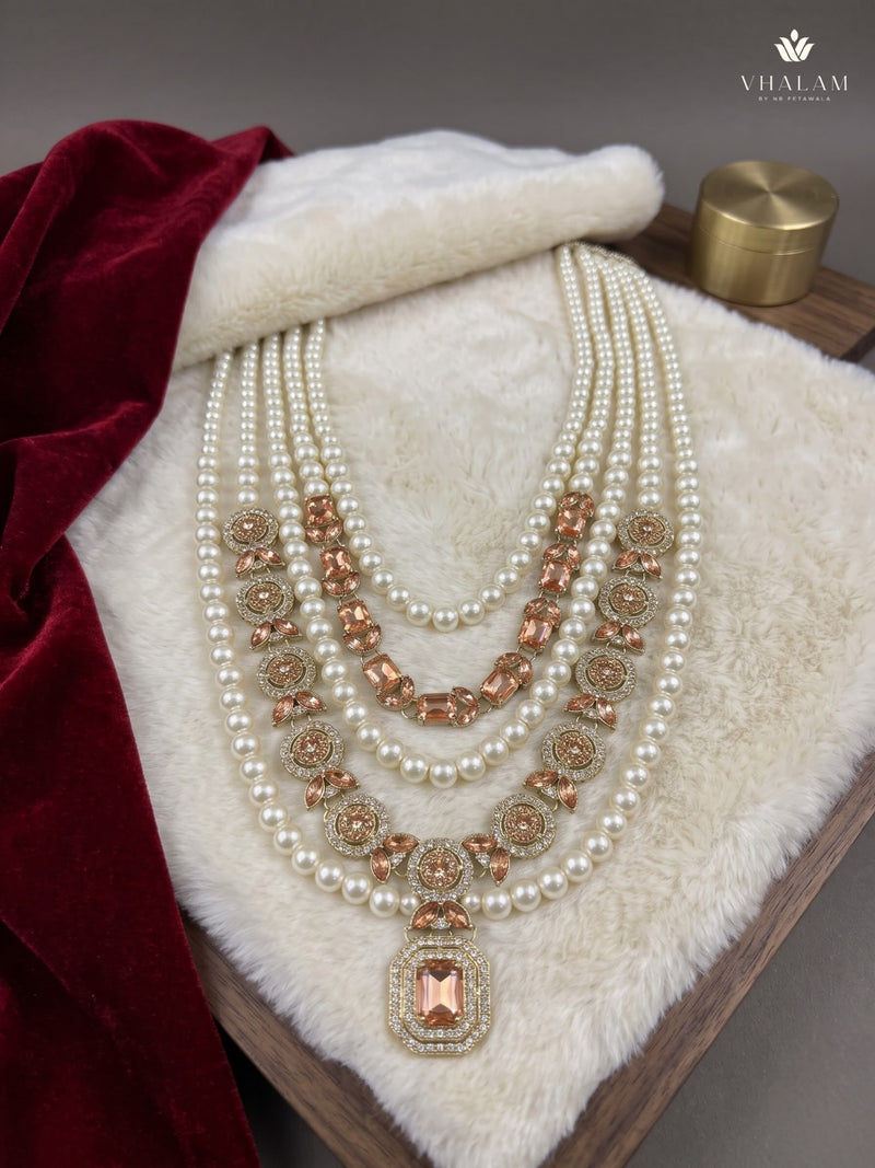 Blush Pink Pendant & Ivory Bead Dulha Mala, view 5