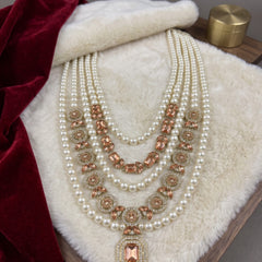 Blush Pink Pendant & Ivory Bead Dulha Mala, view 5