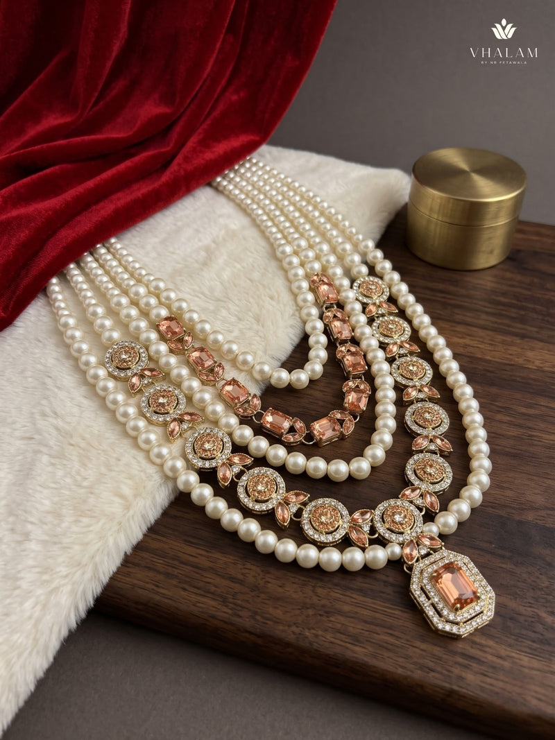 Blush Pink Pendant & Ivory Bead Dulha Mala, view 6