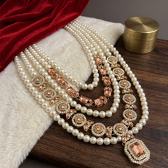 Blush Pink Pendant & Ivory Bead Dulha Mala, view 6
