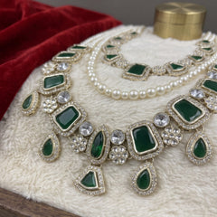 Emerald Green Geometric & Teardrop Dulha Mala, view 2