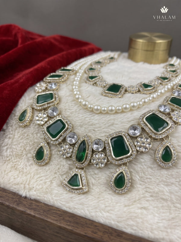 Emerald Green Geometric & Teardrop Dulha Mala, view 2