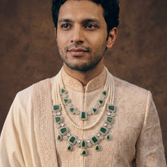 Emerald Green Geometric & Teardrop Dulha Mala, view 3