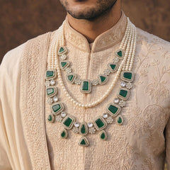 Emerald Green Geometric & Teardrop Dulha Mala, view 4
